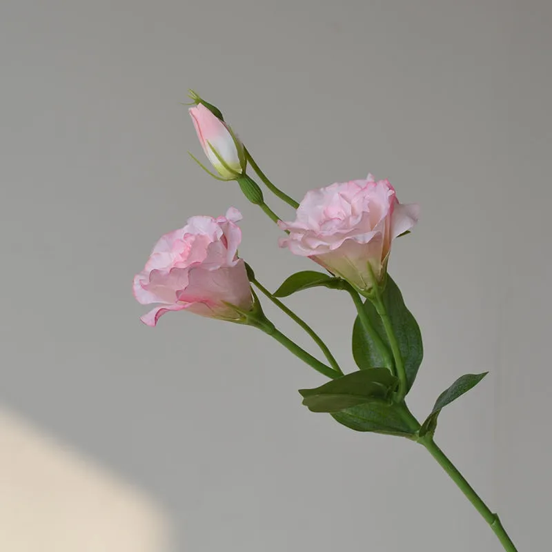 Artificial silk eustoma flower with three heads beige wedding home decoration