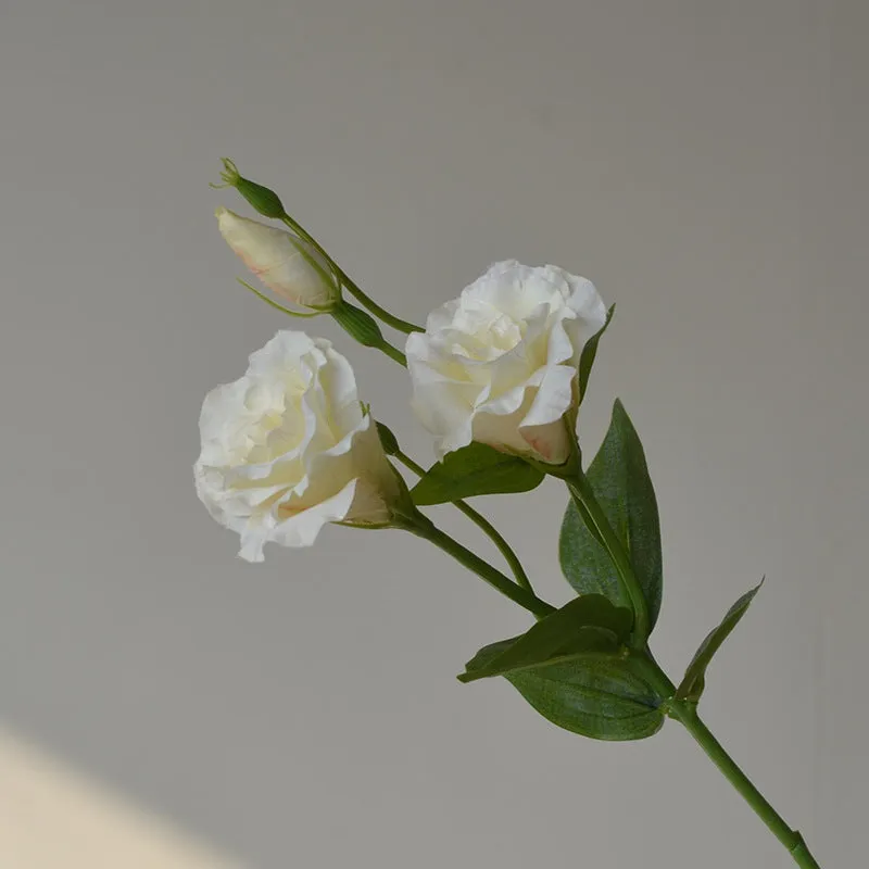 Artificial silk eustoma flower with three heads beige wedding home decoration