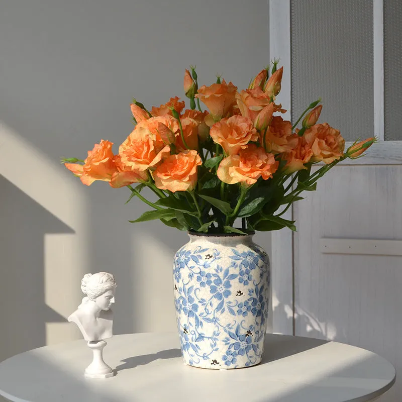 Artificial silk eustoma flower with three heads beige wedding home decoration