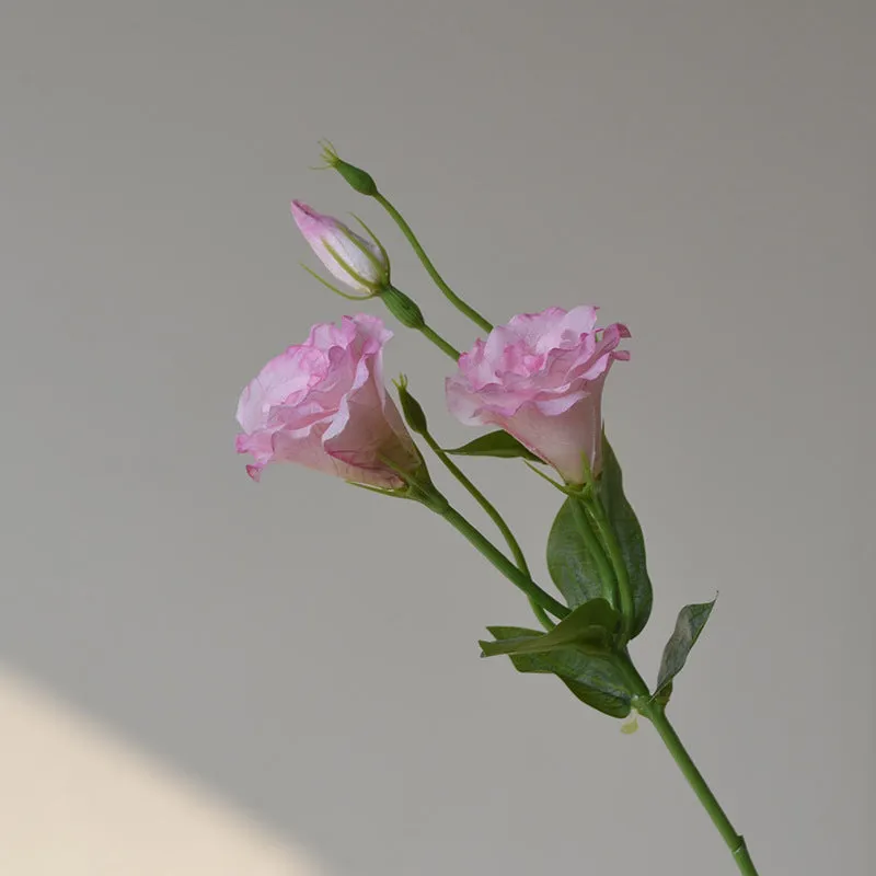 Artificial silk eustoma flower with three heads beige wedding home decoration