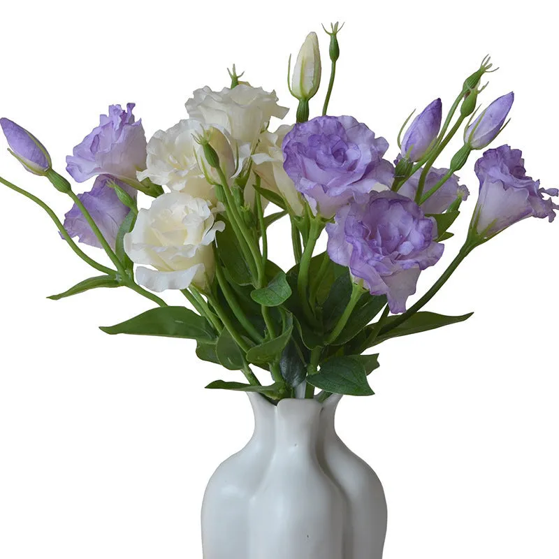 Artificial silk eustoma flower with three heads beige wedding home decoration
