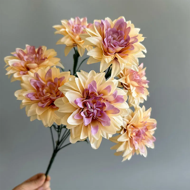 Silk flower bouquet with artificial roses and peonies in mixed colours for desktop fan display