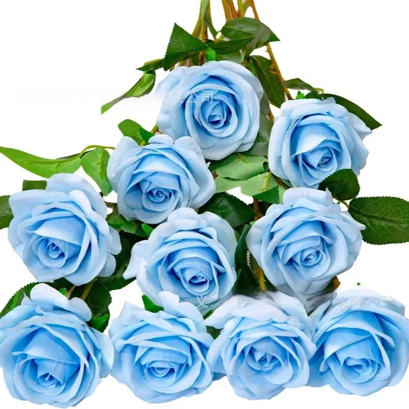 Single stem silk rose artificial flower in various colours for wedding home decor, 15g weight