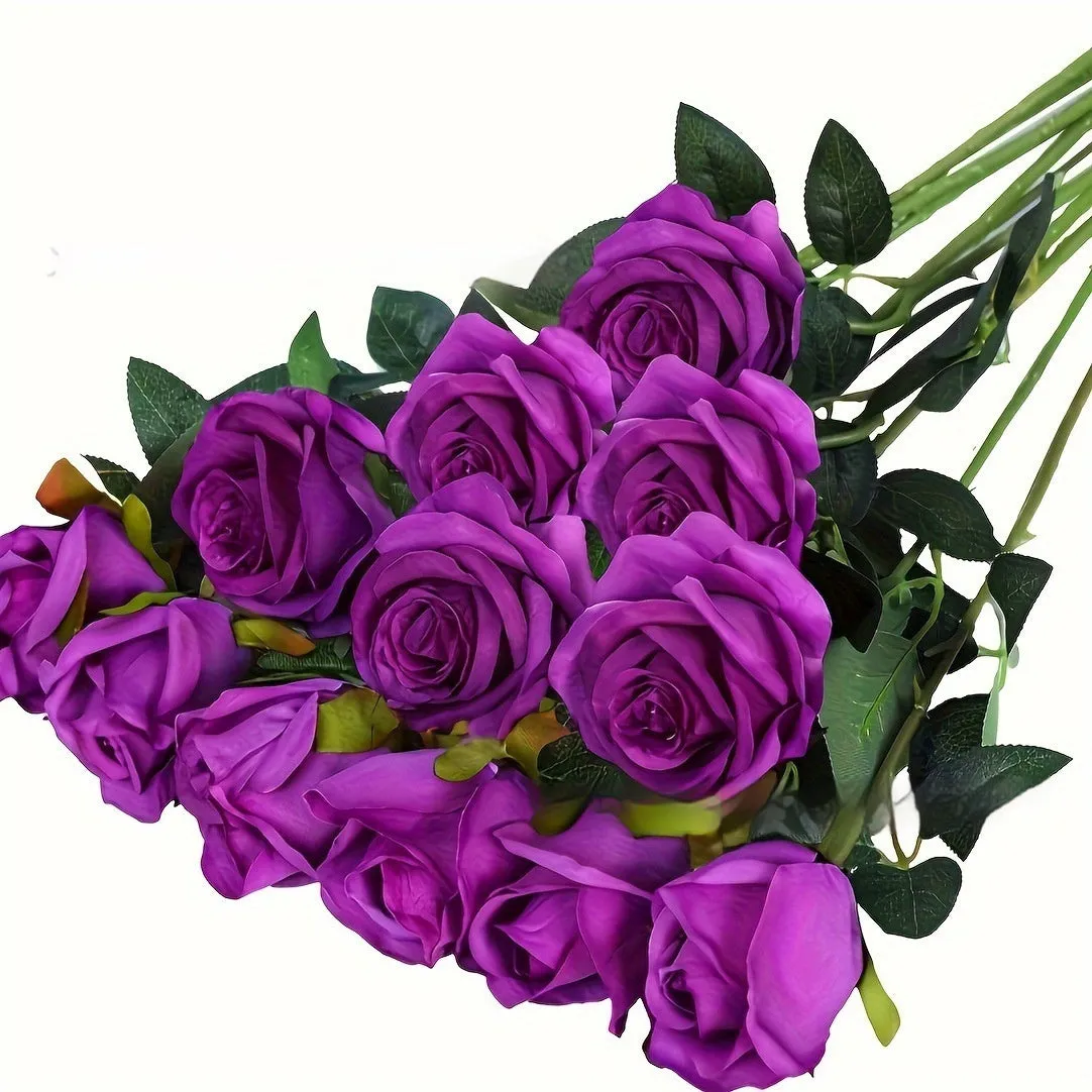 Single stem silk rose artificial flower in various colours for wedding home decor, 15g weight