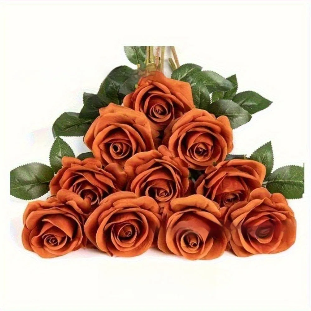 Single stem silk rose artificial flower in various colours for wedding home decor, 15g weight
