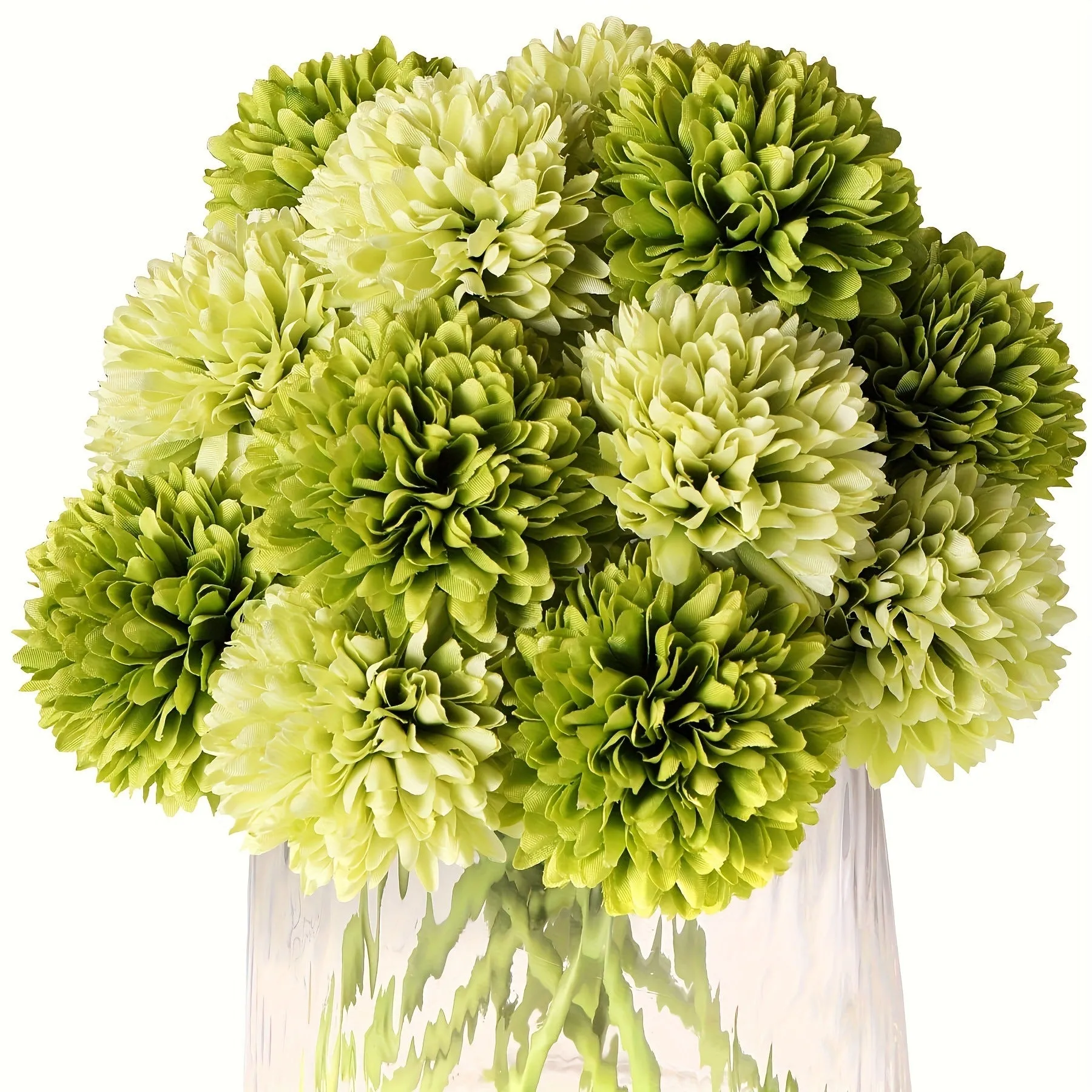 Green silk artificial flower single stem for desktop decoration, 20cm tall, dark green option