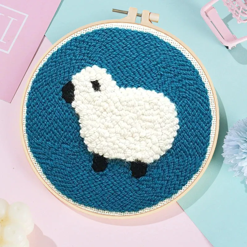 Poke embroidery handmade kit with white fabric and Chinese-style pattern