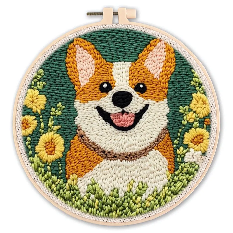 DIY poke embroidery cross stitch material kit 20cm, five colour options for home decoration