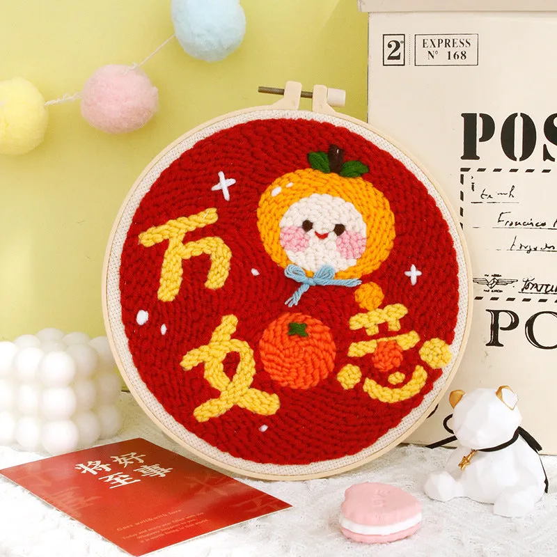 DIY poke embroidery cross stitch material kit 20cm, five colour options for home decoration