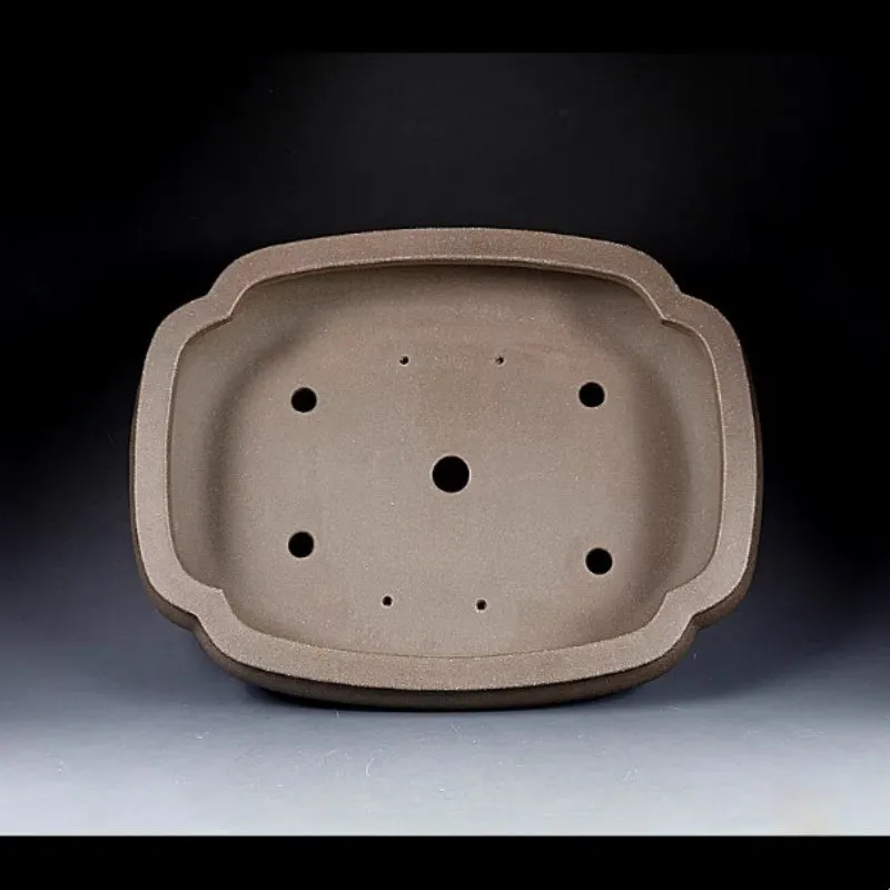 Handmade antique papaya-shaped purple clay flower pot, 46cm long.