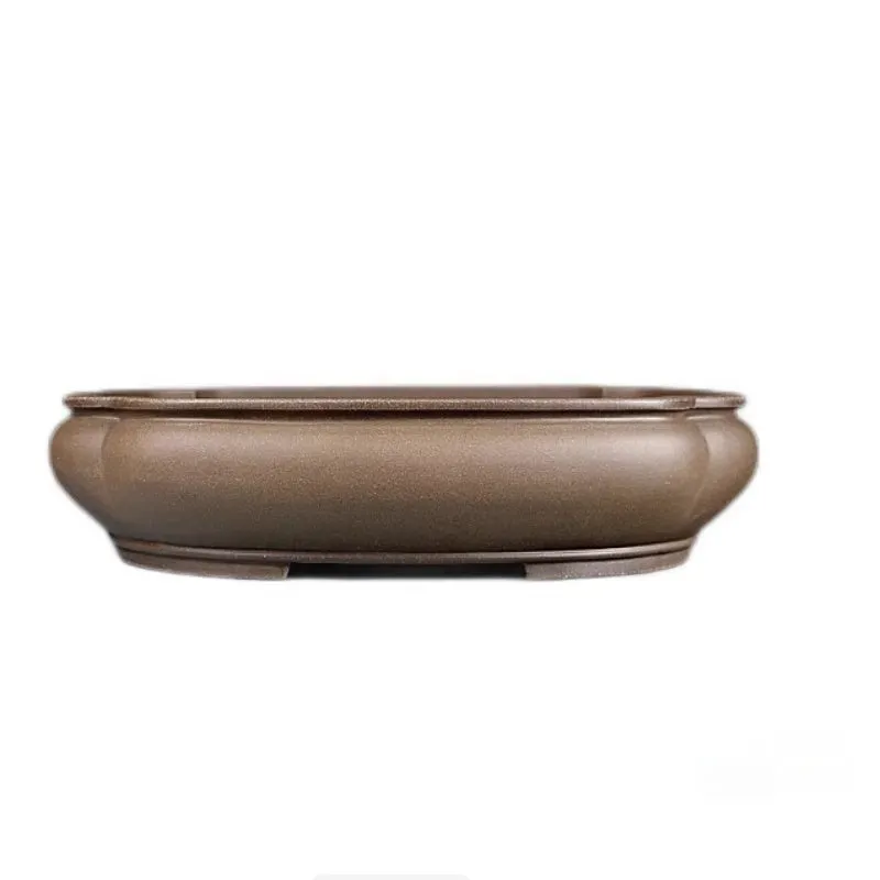 Handmade antique papaya-shaped purple clay flower pot, 46cm long.