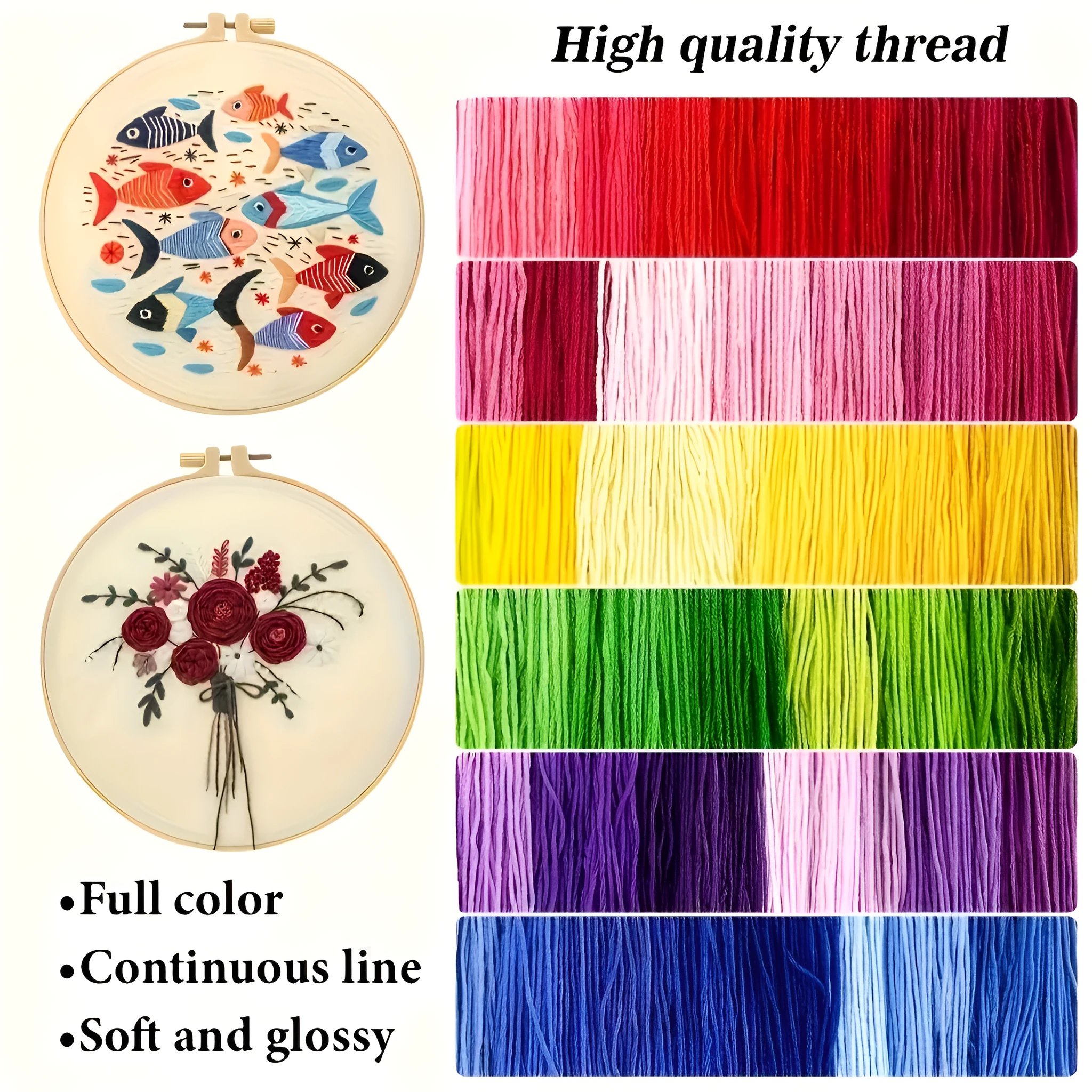 Sunflower egg flower embroidery material kit with handmade embroidery piece in cute style