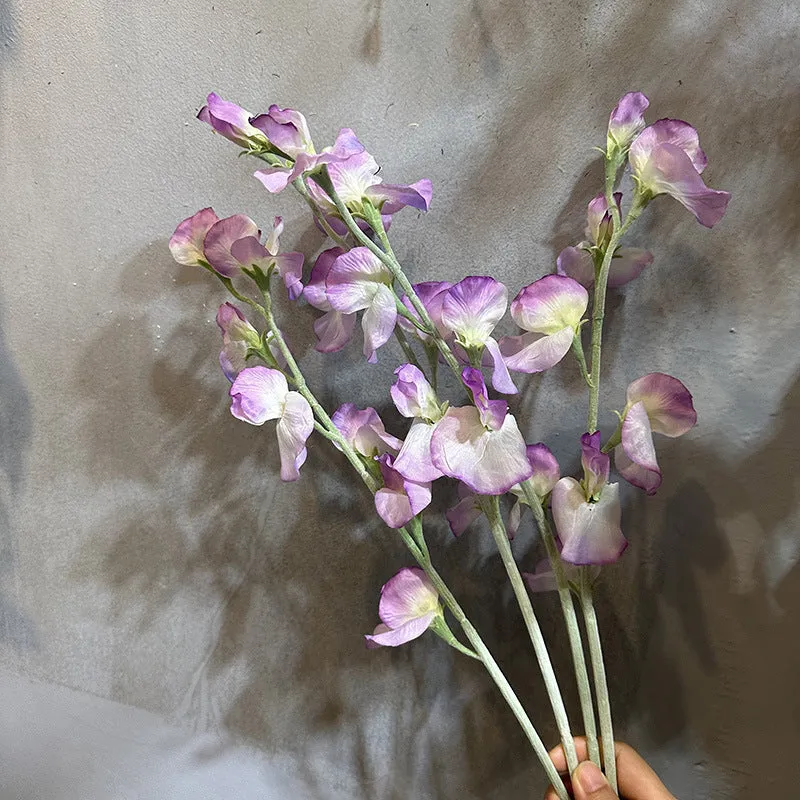 63cm purple flocked silk flower fake flower for wedding and home decor on white background