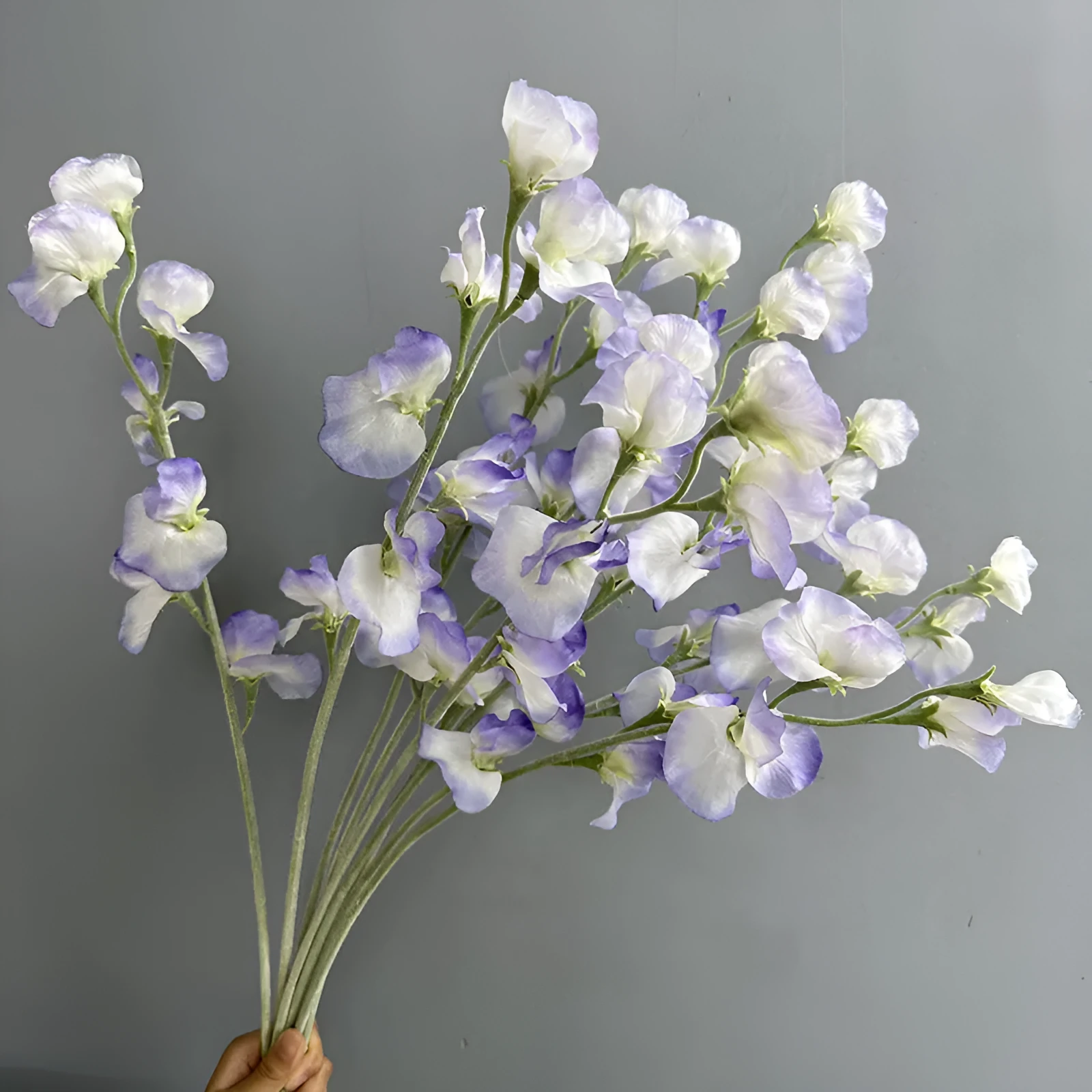 63cm purple flocked silk flower fake flower for wedding and home decor on white background
