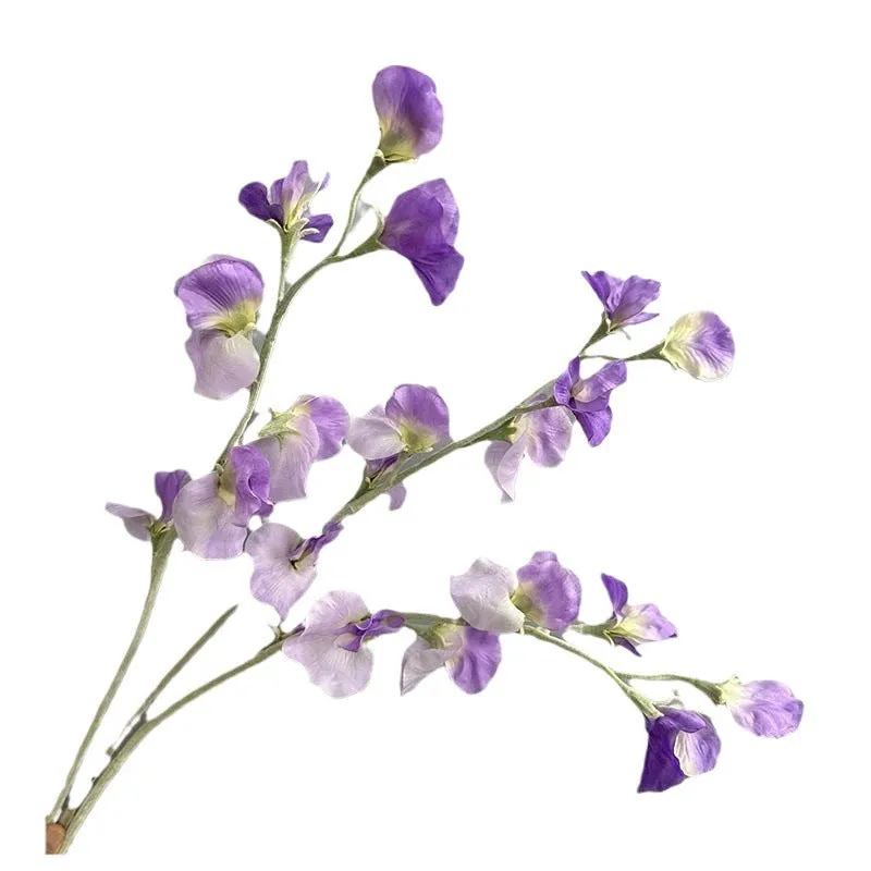 63cm purple flocked silk flower fake flower for wedding and home decor on white background