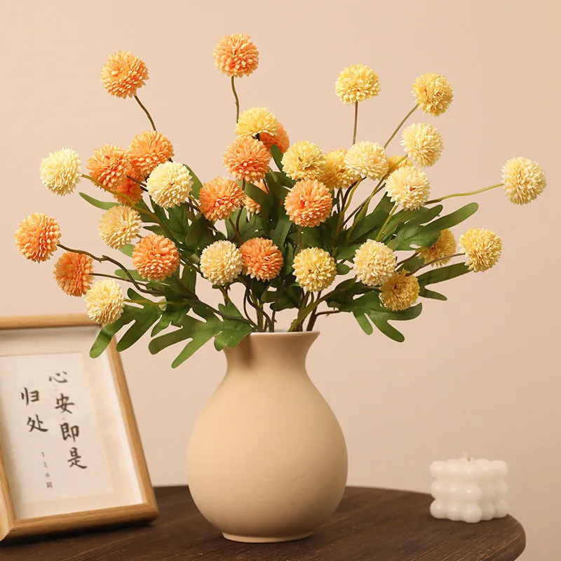 Five-head dandelion chrysanthemum silk flower ornament in multiple colour options