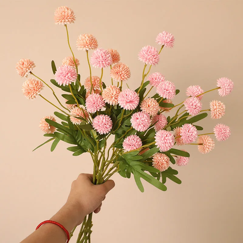Five-head dandelion chrysanthemum silk flower ornament in multiple colour options