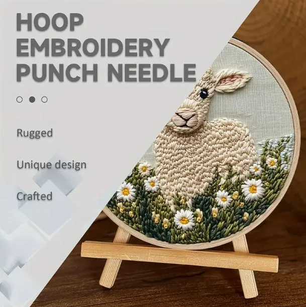 Sheep embroidery pin punch start-up process suit with cloth material and pastoral design