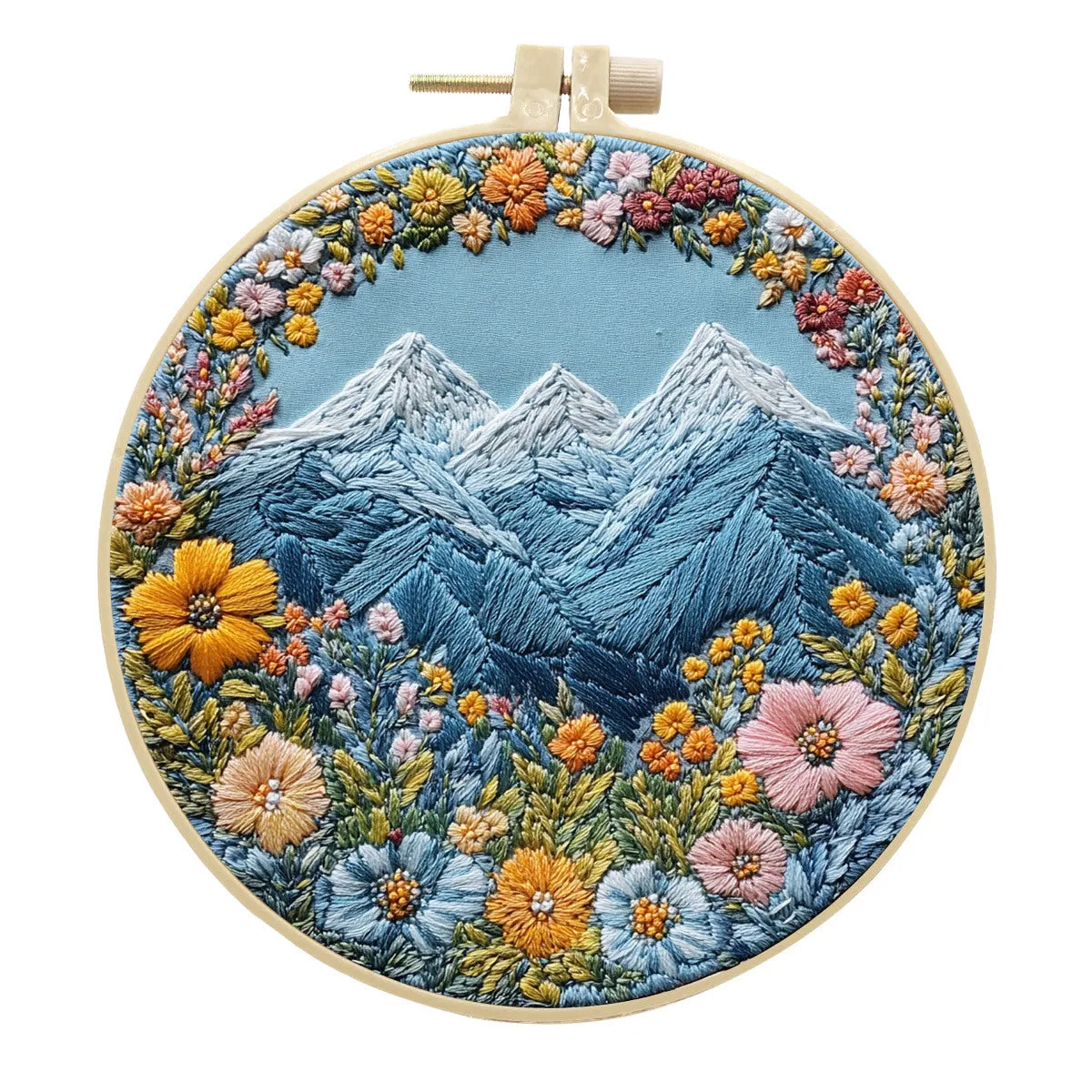 Mountain Style DIY embroidery material kit with cartoon Cloud Sky pattern and cloth art fabrics