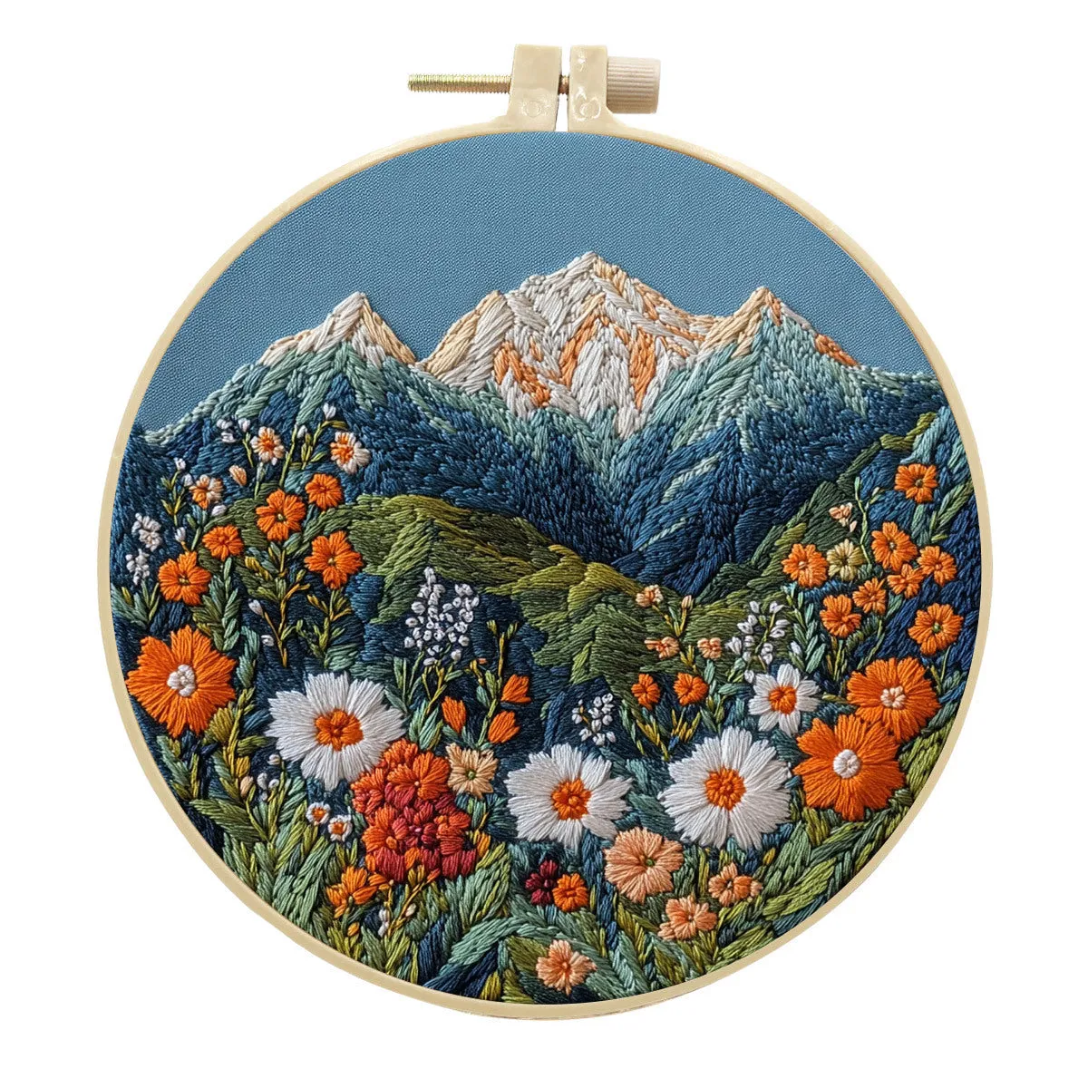 Mountain Style DIY embroidery material kit with cartoon Cloud Sky pattern and cloth art fabrics