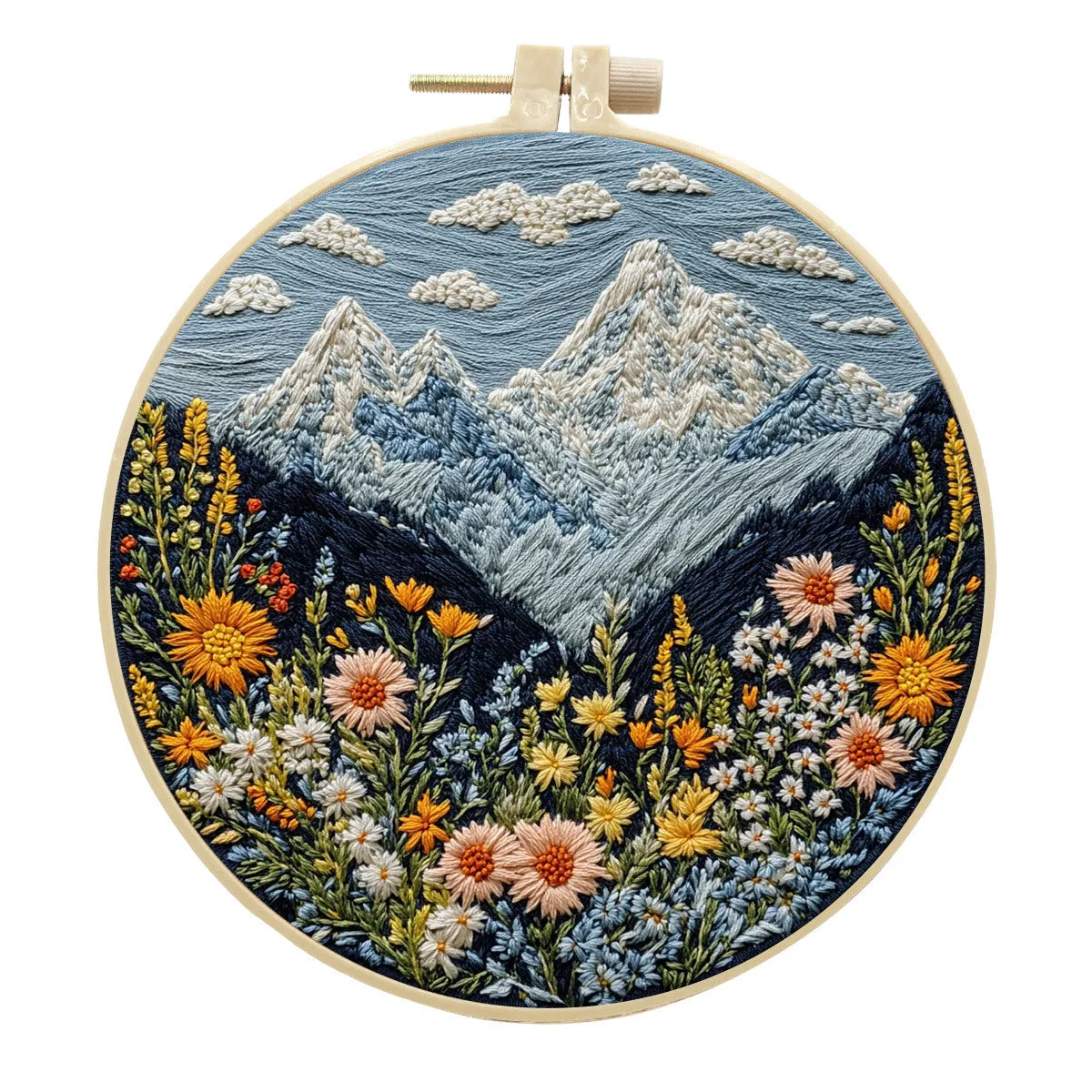 Mountain Style DIY embroidery material kit with cartoon Cloud Sky pattern and cloth art fabrics