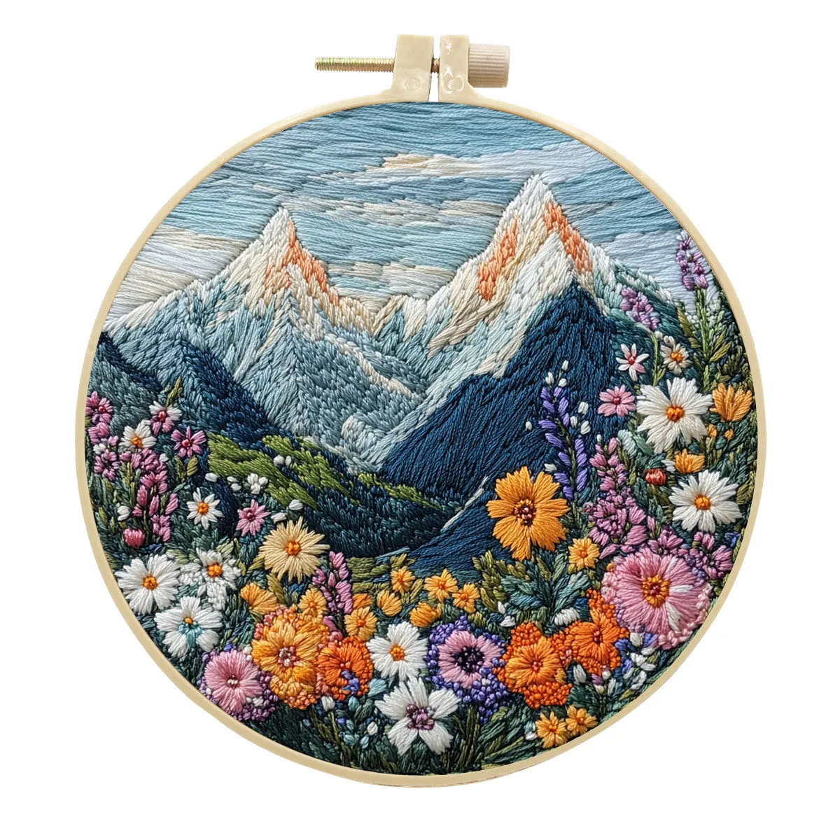 Mountain Style DIY embroidery material kit with cartoon Cloud Sky pattern and cloth art fabrics