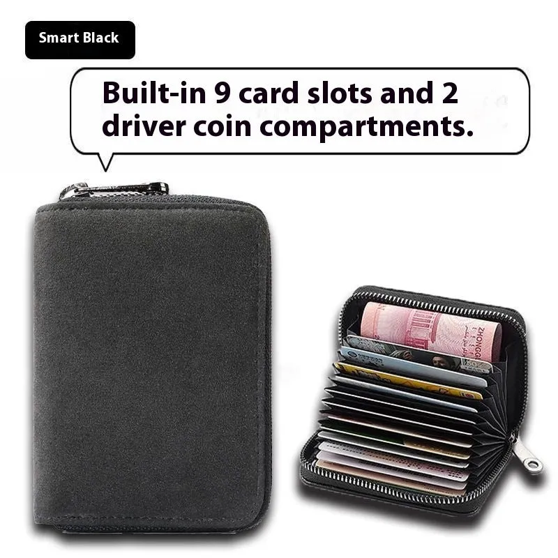 Men's anti-degaussing PU card holder in gray with 11 card positions, urban simplicity style