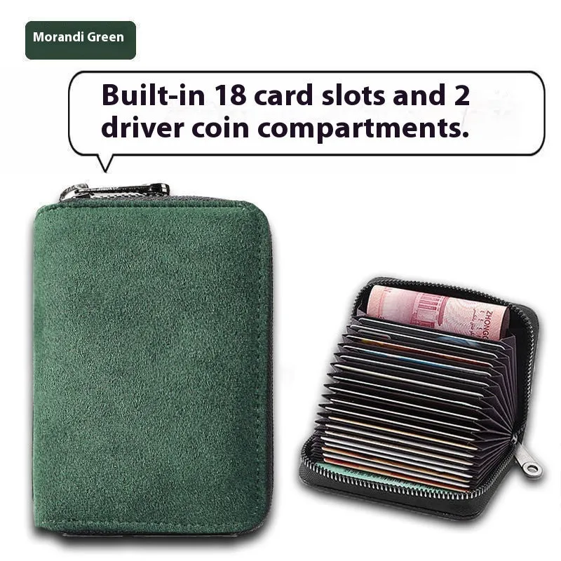 Men's anti-degaussing PU card holder in gray with 11 card positions, urban simplicity style