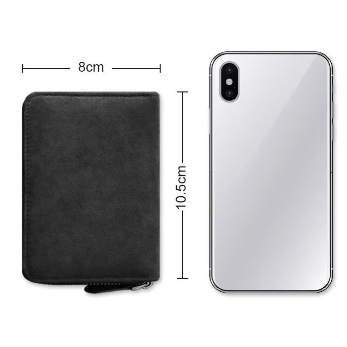 Men's anti-degaussing PU card holder in gray with 11 card positions, urban simplicity style