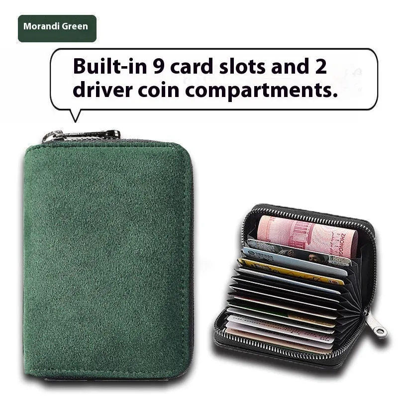 Men's anti-degaussing PU card holder in gray with 11 card positions, urban simplicity style