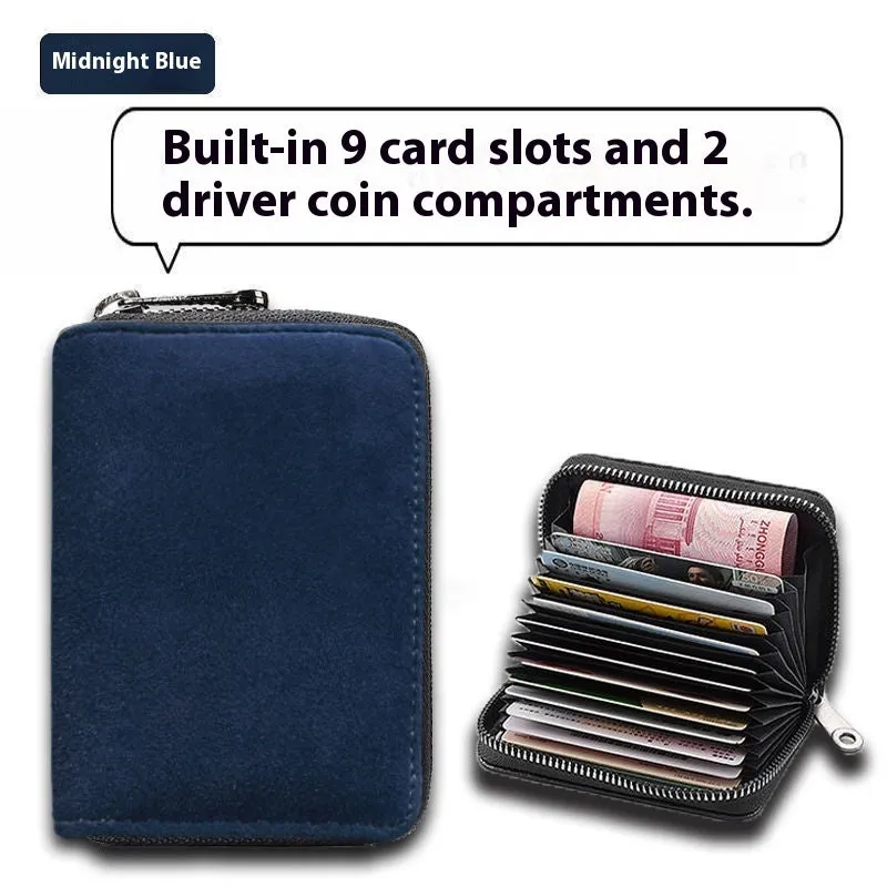 Men's anti-degaussing PU card holder in gray with 11 card positions, urban simplicity style