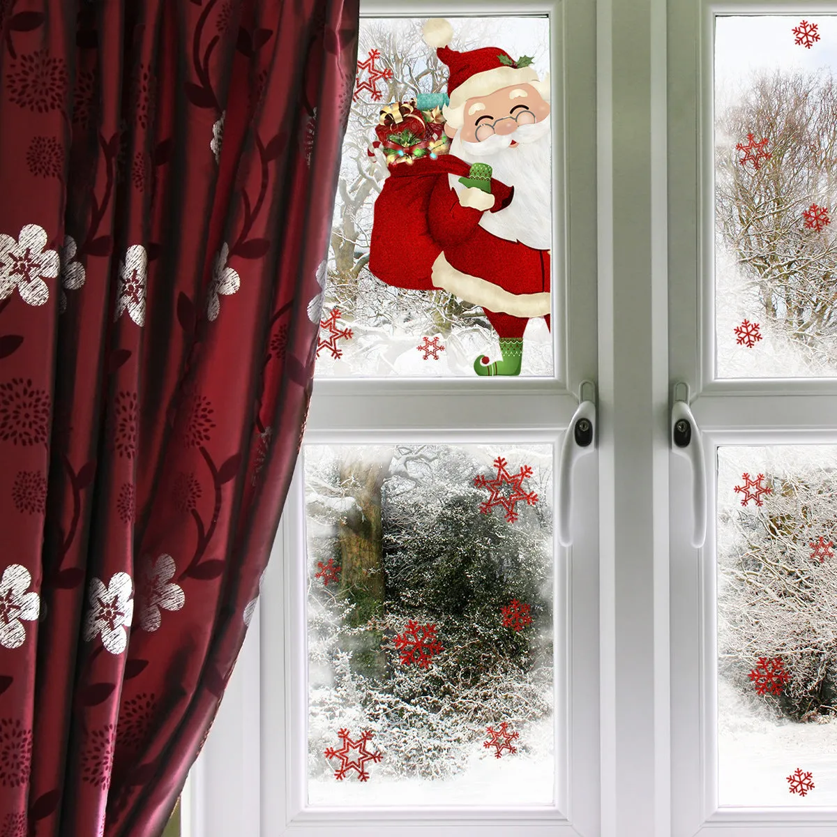 DJ4002 snowflake Santa Claus static wall sticker 27x40cm on glass window
