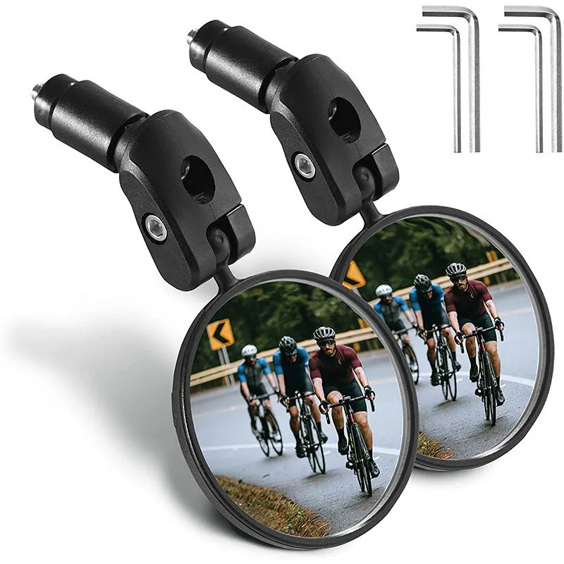 Foldable convex ABS bicycle rearview mirror for mountain and highway cycling safety