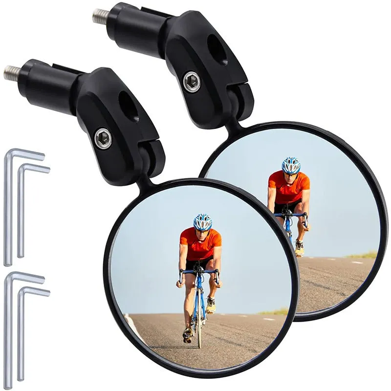 Foldable convex ABS bicycle rearview mirror for mountain and highway cycling safety