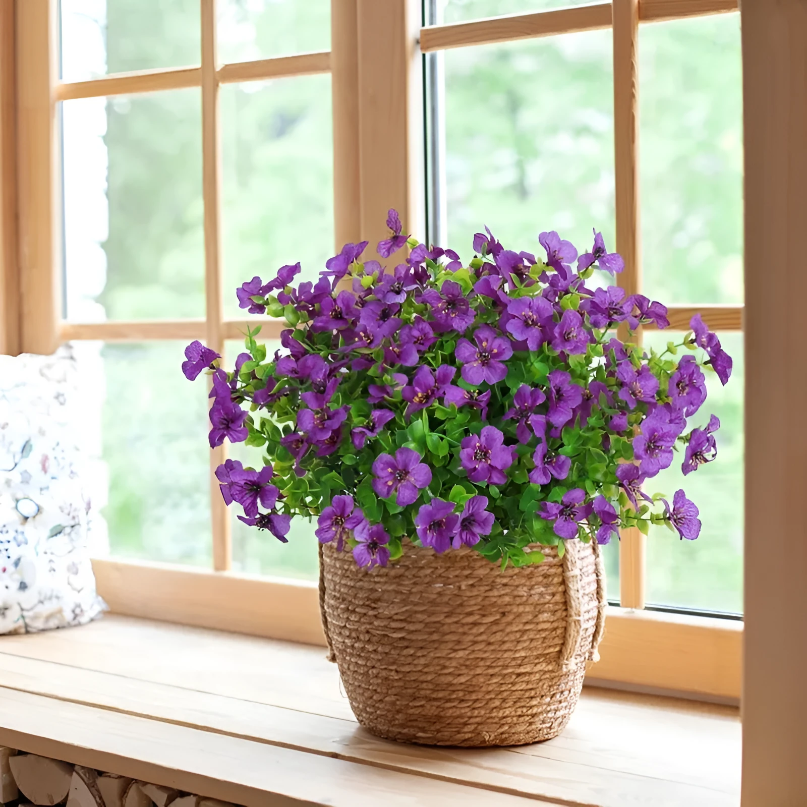 Artificial purple plastic eucalyptus-style flower fake stem for wedding home porch decoration
