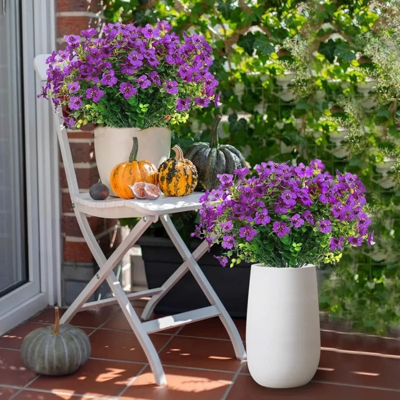 Artificial purple plastic eucalyptus-style flower fake stem for wedding home porch decoration