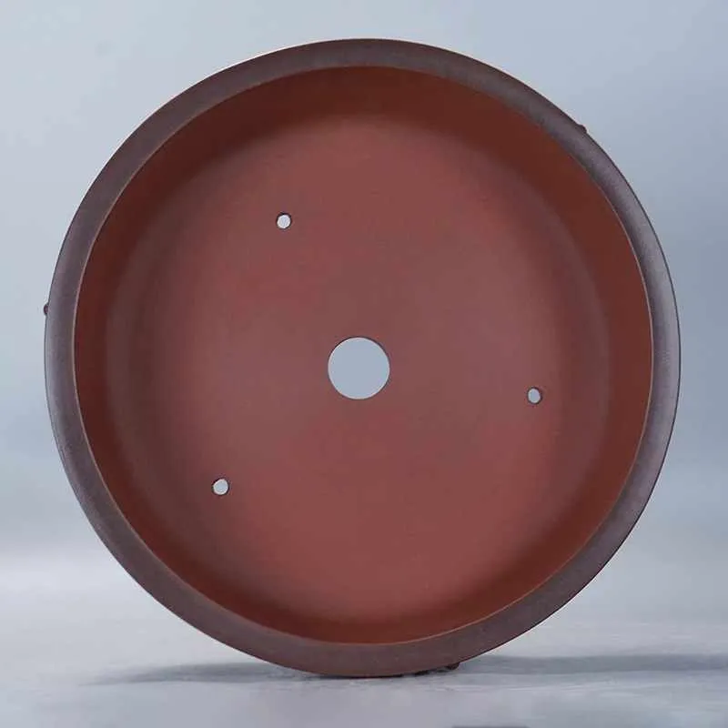 Retro plain cement ancient nail round breathable purple sand flower pot, small size, on a desk