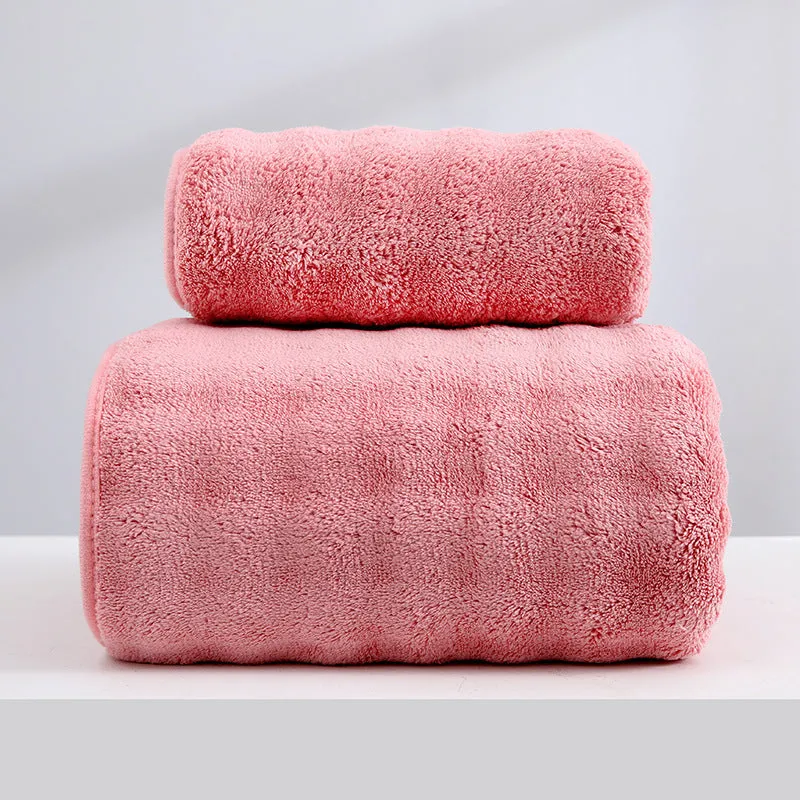 Soft coral fleece wide stripe towel in grey colour, 70x140cm bath size
