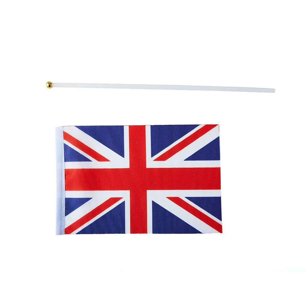 UK Hand Signal Flag No 8 in polyester, 14x21cm, with 30cm plastic flagpole for outdoor use