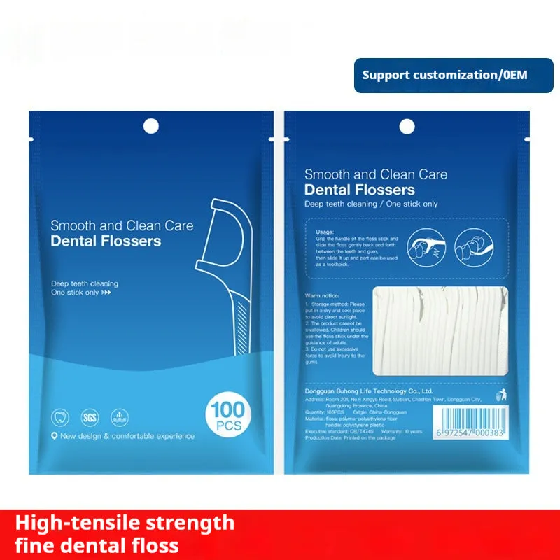Independent packaging disposable floss in plastic bag with 180x238mm dimensions