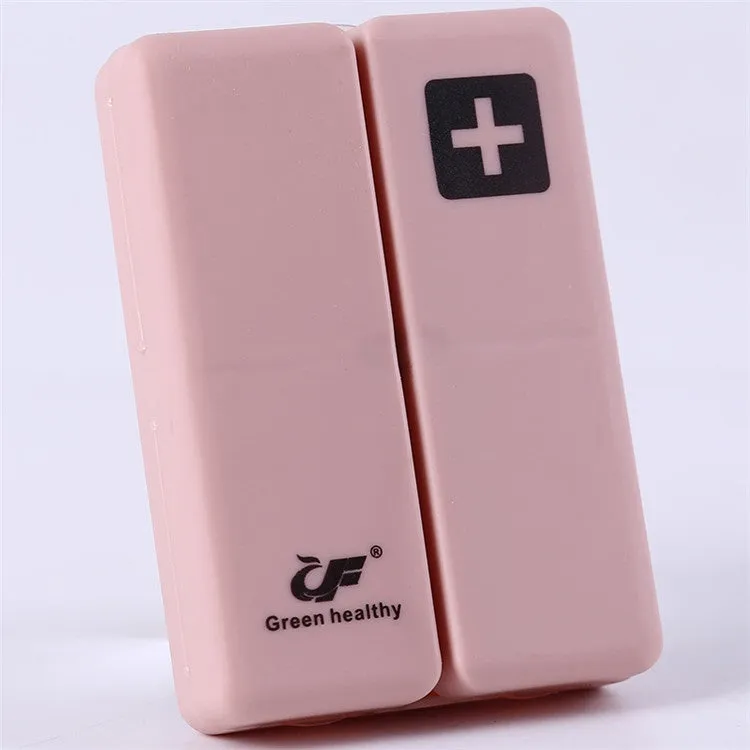 Four-color magnet 7-grid pill box in solid blue colour showing foldable covered design with seven compartments