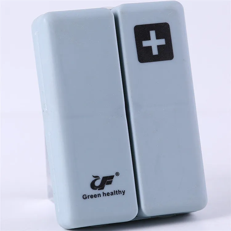 Four-color magnet 7-grid pill box in solid blue colour showing foldable covered design with seven compartments