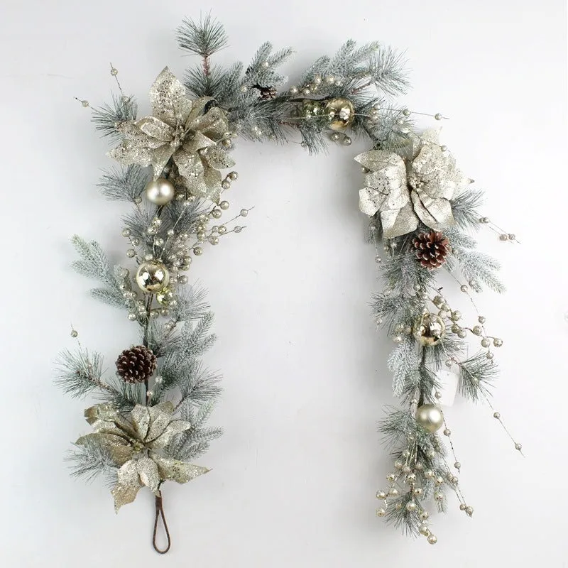 Plastic rattan upside down Christmas door hanging decoration in classical style