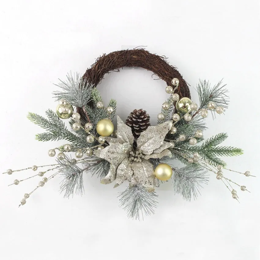 Plastic rattan upside down Christmas door hanging decoration in classical style