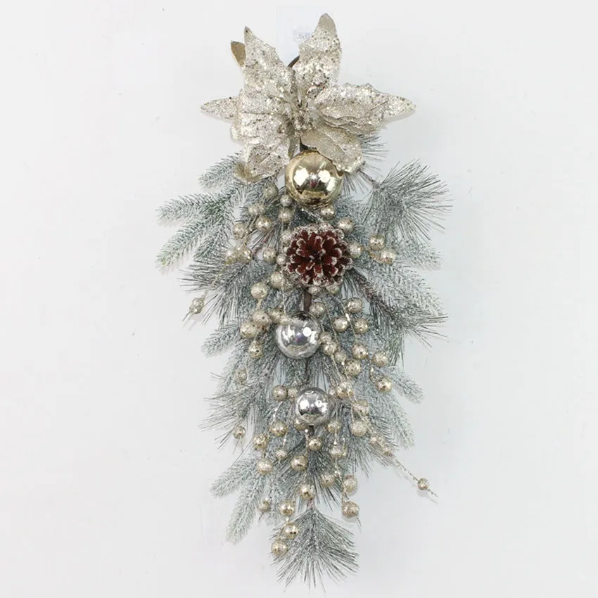 Plastic rattan upside down Christmas door hanging decoration in classical style