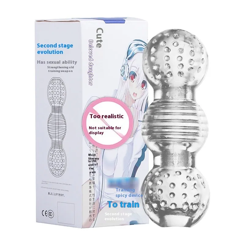 Transparent TPE airplane bottle male penis exerciser with seven stage options