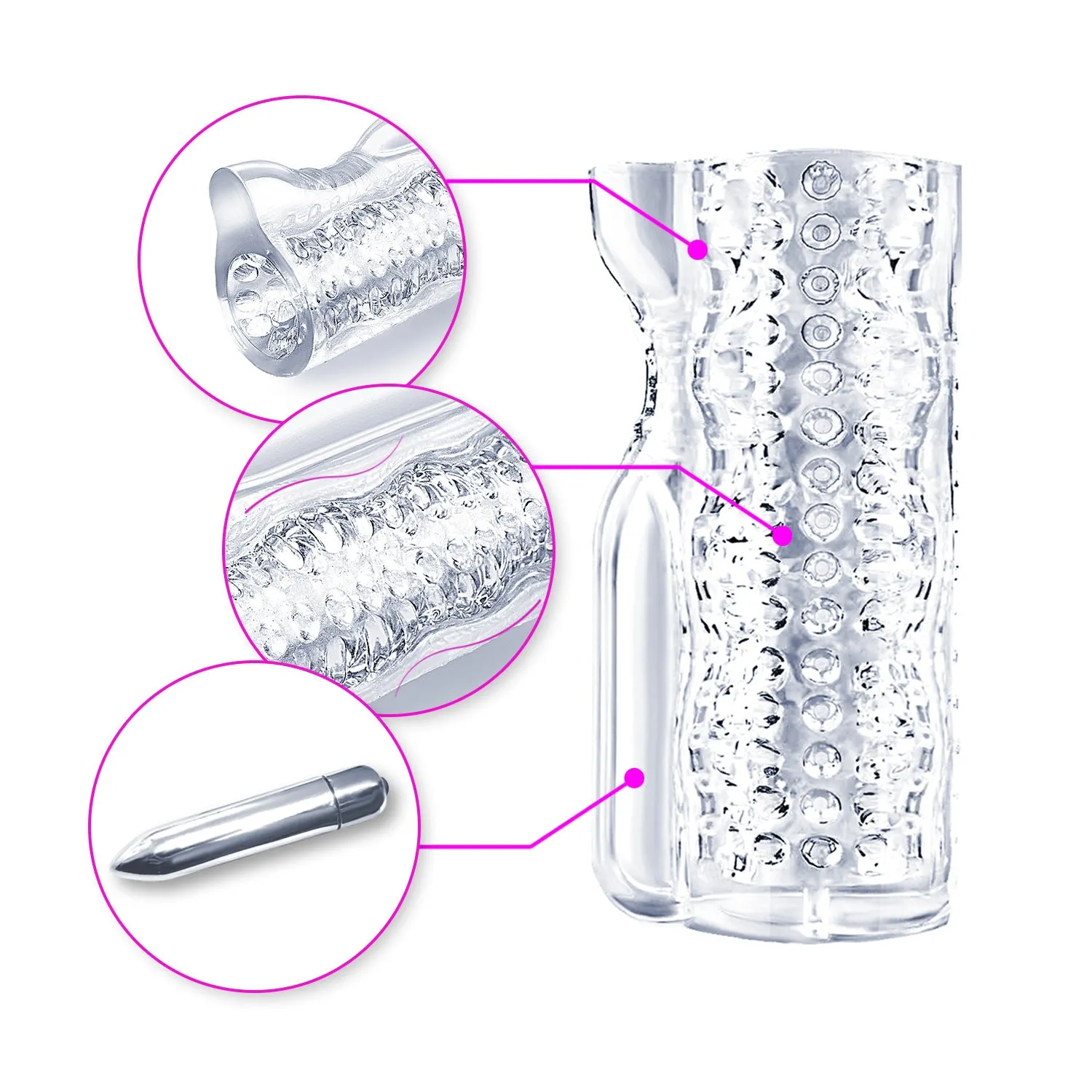 Transparent TPE airplane bottle male penis exerciser with seven stage options
