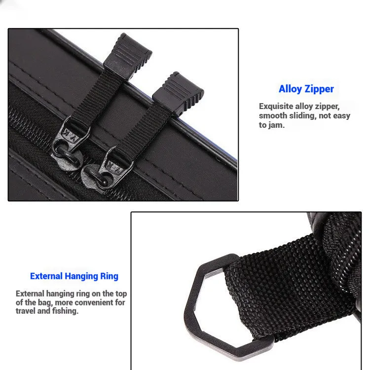 Hard cover lightweight PU leather fishing rod bag in black, 1.25m long, for single rod storage