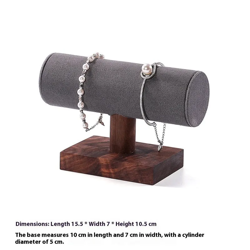 Solid wood antique style bracelet display stand with short cylinder inserts in choice of colours