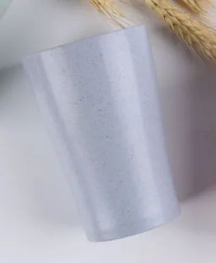 Nordic blue round water cup made from wheat straw PP with cylindrical single-layer design, 201-300ml capacity